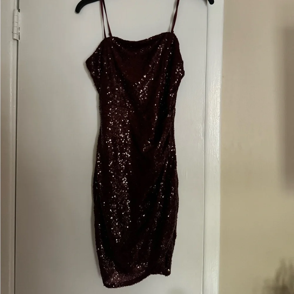 Emerald Sunday Sprakly Cranberry Red Mini Dress - Picture 4 of 7